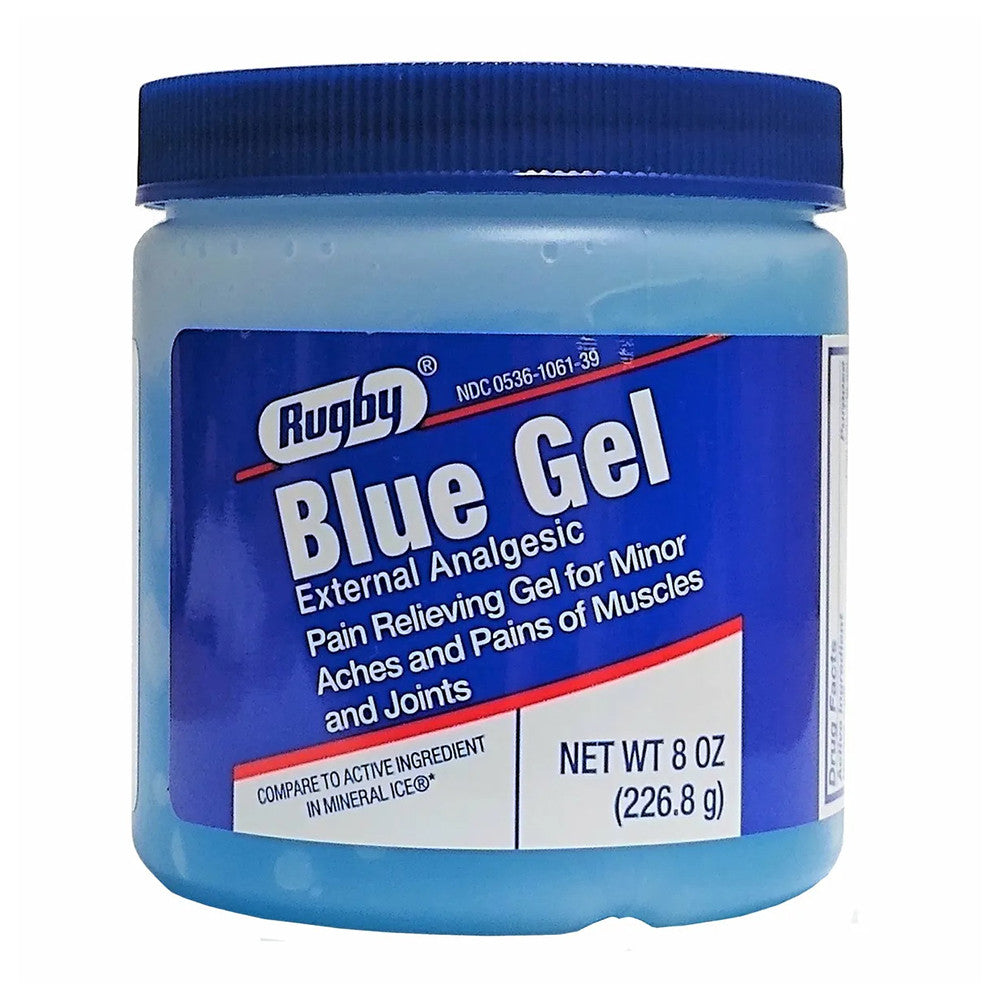 Rugby Ice Blue Gel External Analgesic Pain Relieving Gel, 8 Oz